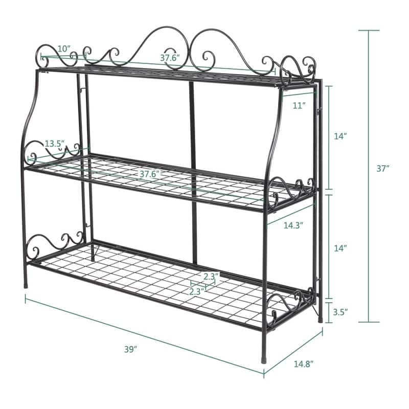 3 Tier Metal Lace Plant Stand Shelf Multilayer Potted Planters Display Rack
