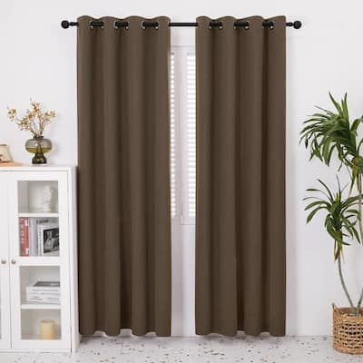 Deconovo Total Blackout Faux Linen Curtains 2 Panels