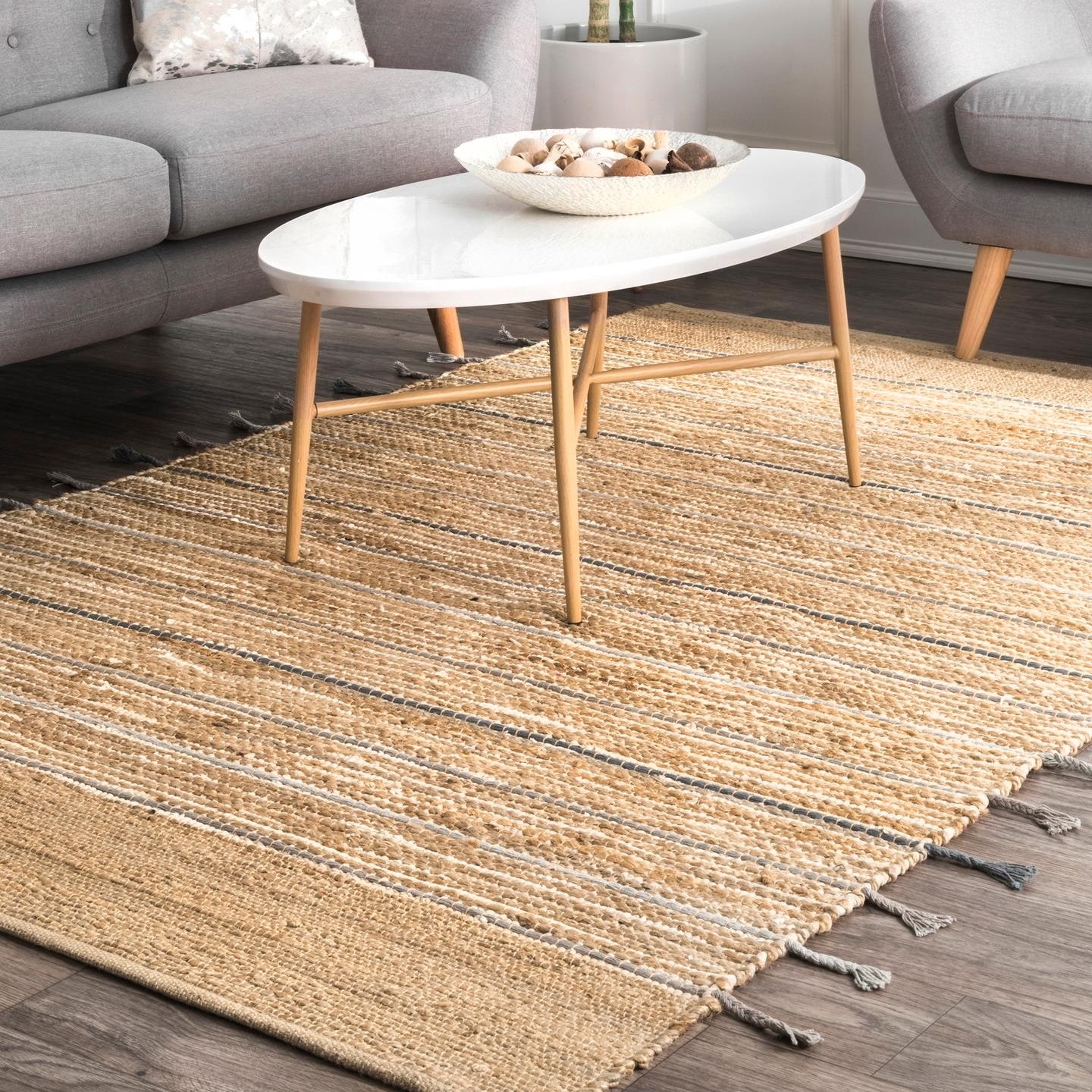 Nuloom Natural Contemporary Hand-loomed Striped Jute/Cotton Area