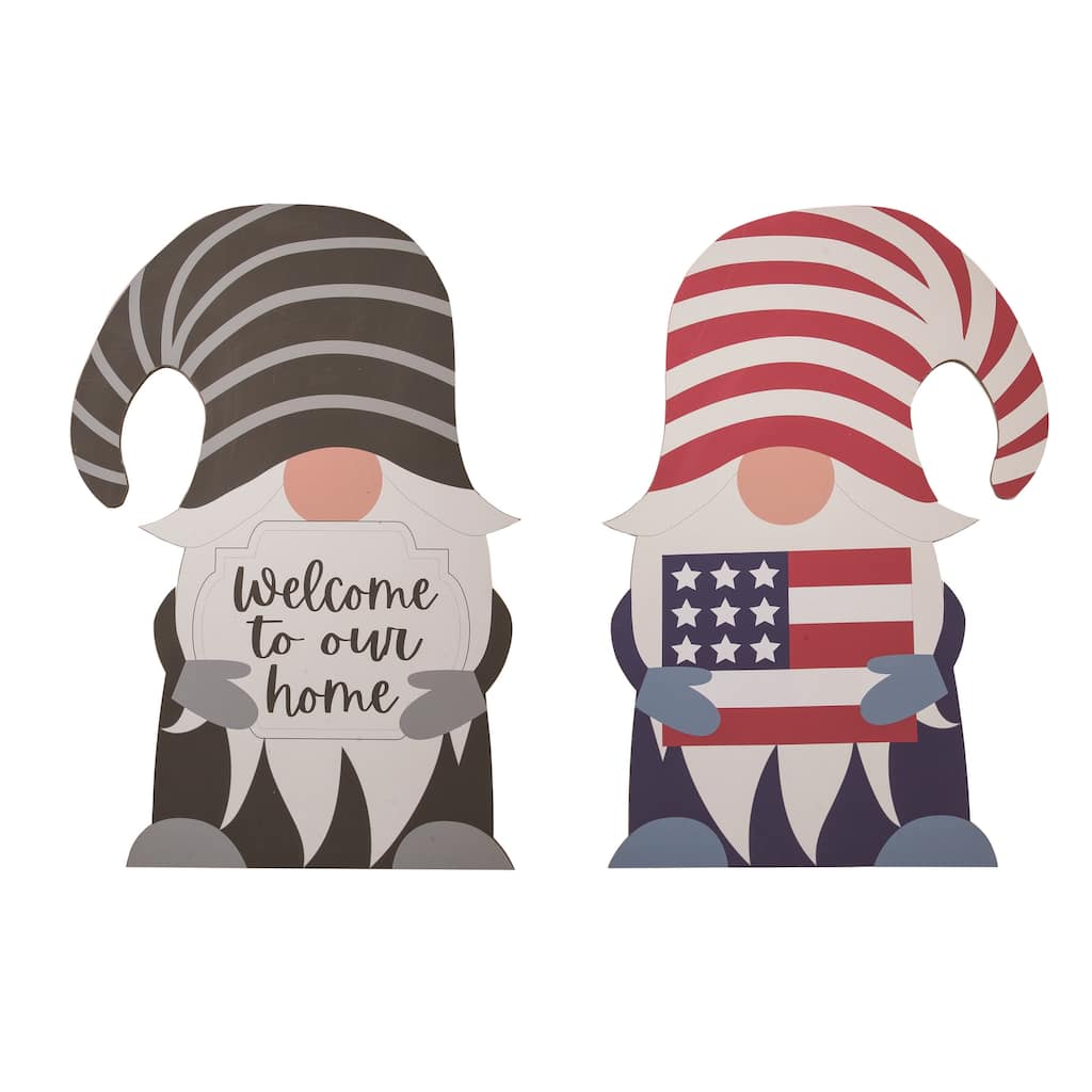 Transpac Wood 48" Multicolor Spring Reversible Gnome Porch Decor