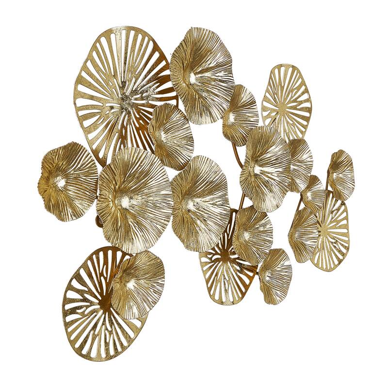 Metal Floral Textured Overlapping Disk Home Wall Decor with Cutouts - Gold - Roche River Decor