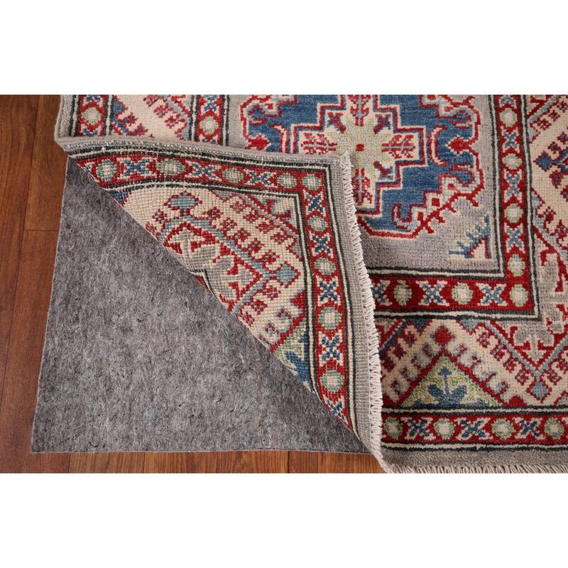 Traditional / Geometric Kazak Oriental Runner Rug Handmade Wool Carpet - 2'7" x 20'1"