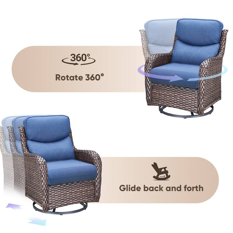 Pocassy Outdoor Swivel Glider Chairs with 4Inch 5Inch 6Inch Cushion