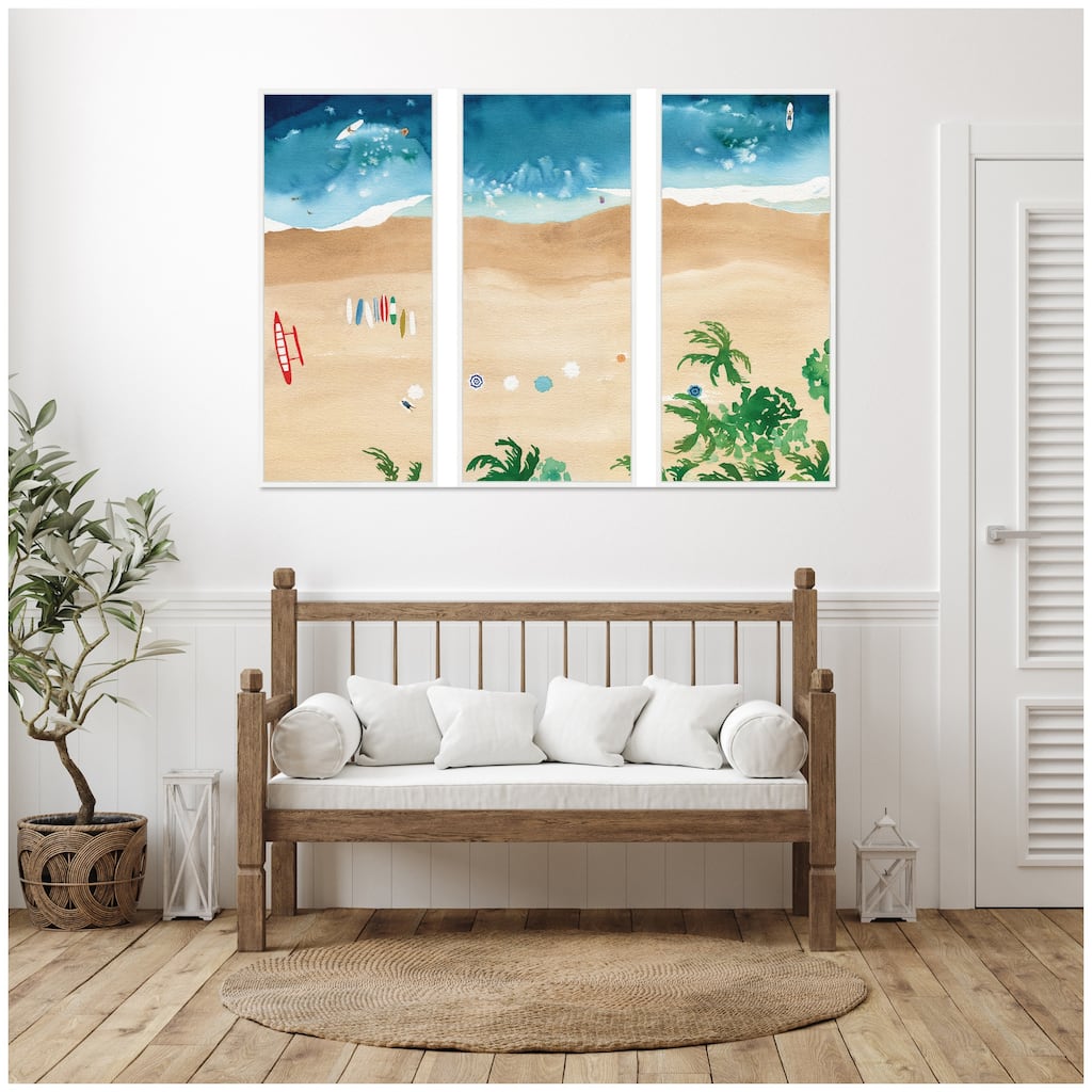 Kate and Laurel A Day of Play Vibrant 3 Piece Framed Canvas Wall Art Set by Janet Meinke Lau