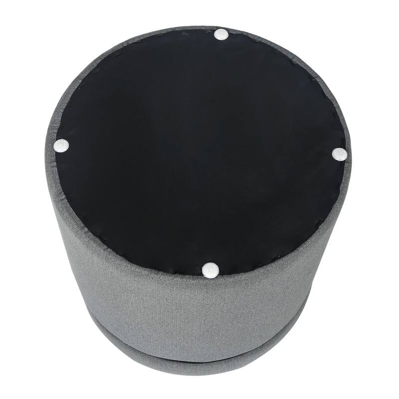 Adeco Round Storage Ottoman, Fabric Stool Footrest with Removable Lid