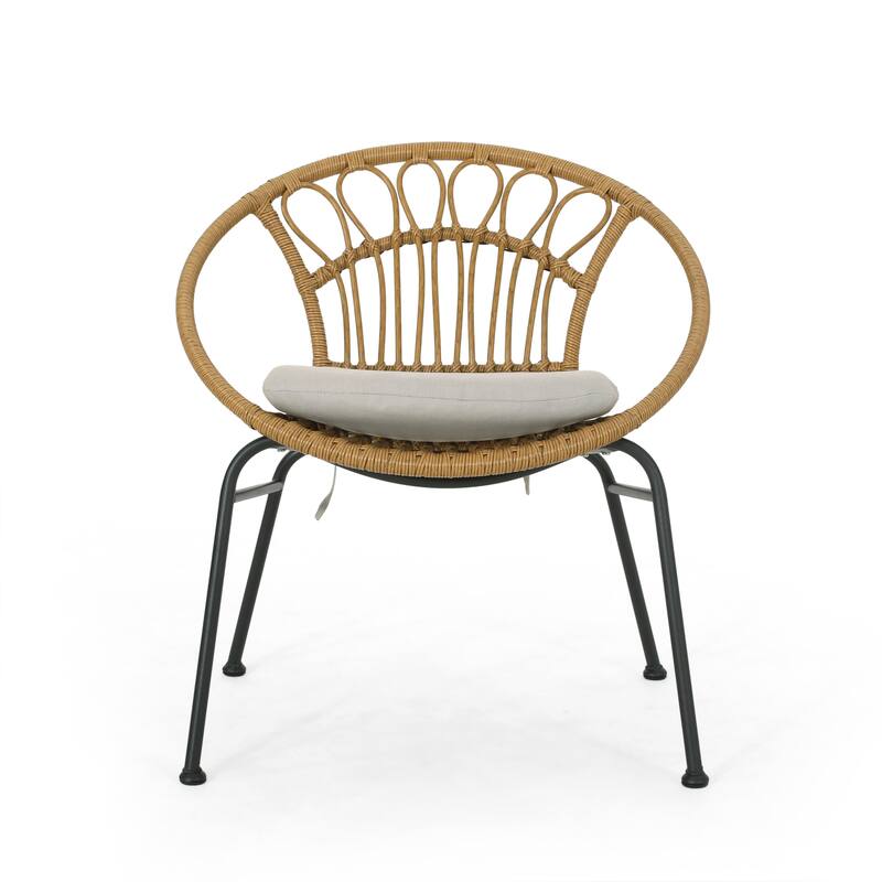 Roomfitters Banya Outdoor Rattan Chair Set with Cushions, Modern Patio Seating for Garden or Balcony, Light Brown