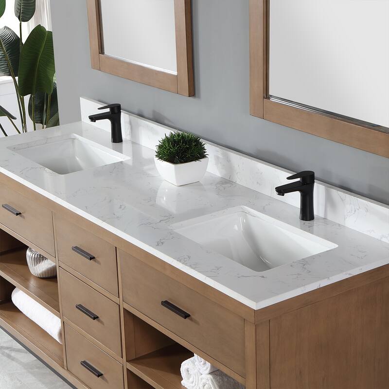 Altair Kesia Bathroom Vanity with Composite Stone Countertop with Mirror