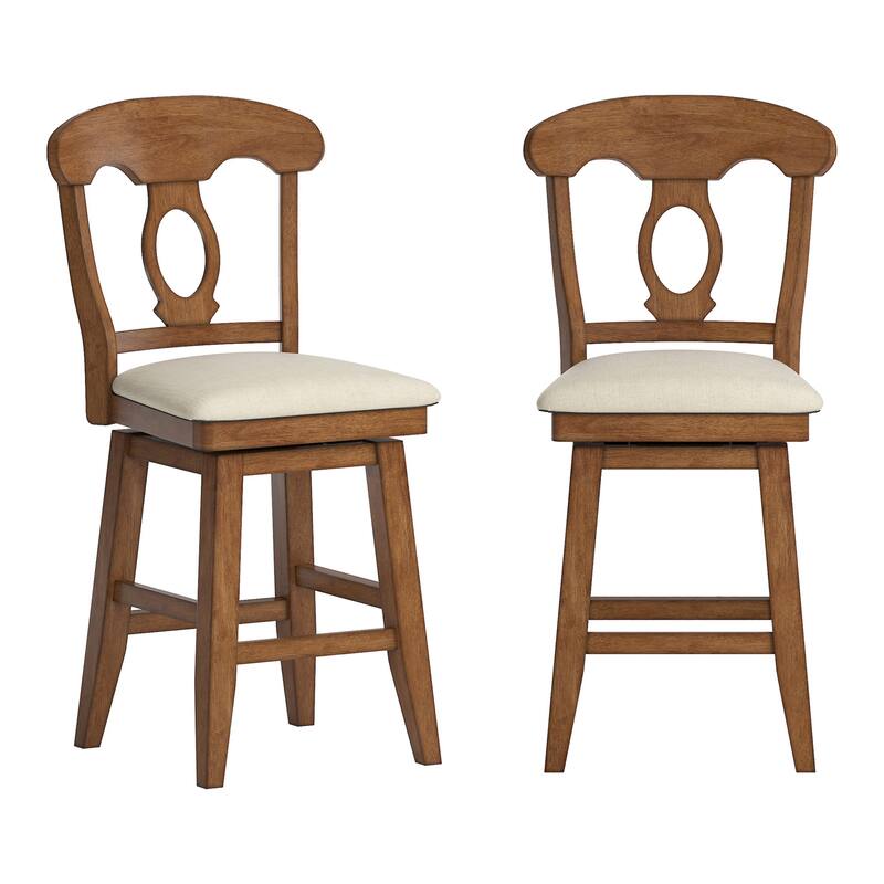 Ronda Napoleon Back Wood Swivel Chair - Oak - Counter Height