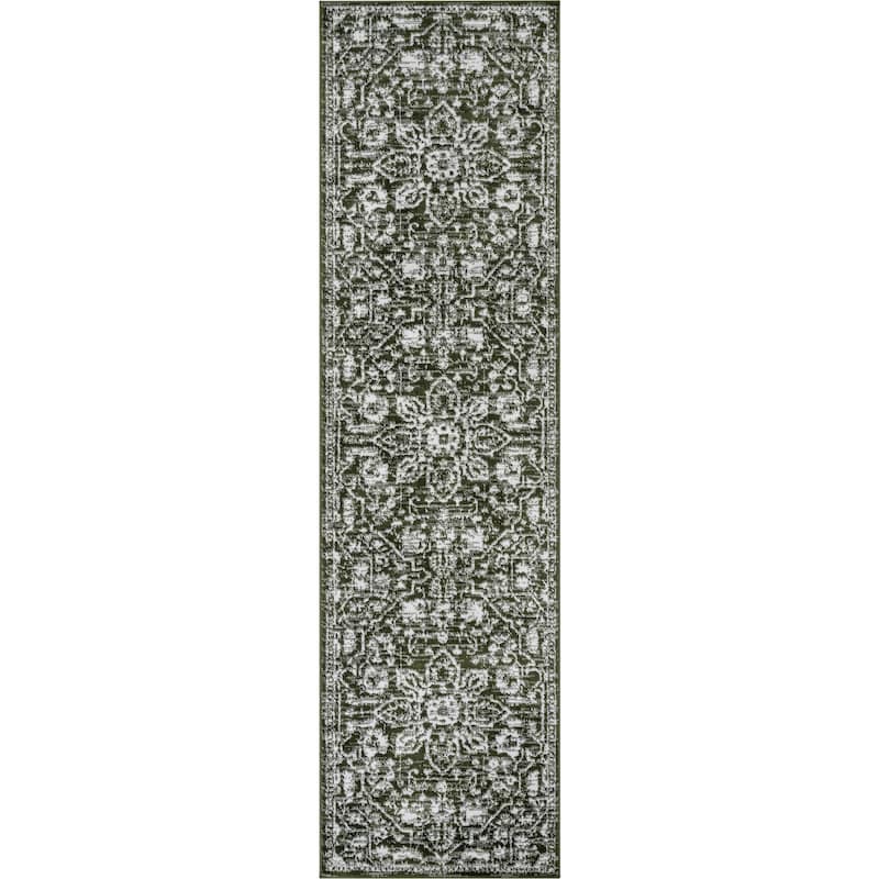 Well Woven Dazzle Disa Vintage Bohemian Oriental Floral Area Rug - 2' 7" x 9' 10" - Green - Runner