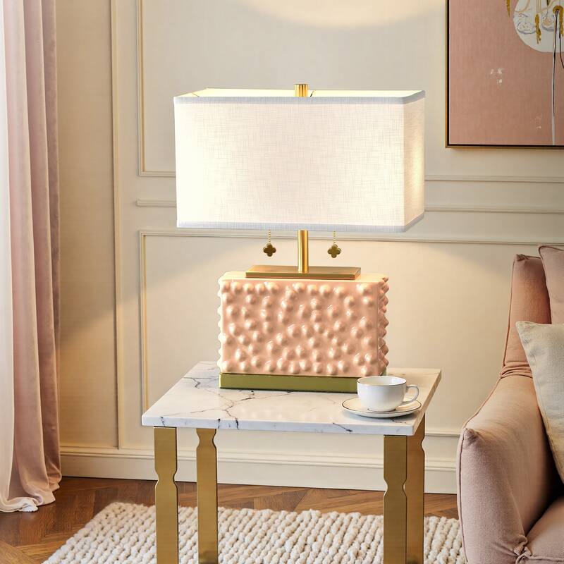 Tamara Day for Stylecraft Edmund Table Lamp - Pearl Blush, Polished Brass