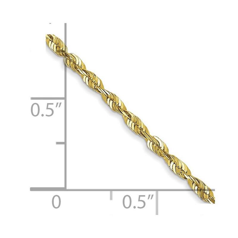 Curata 10k Yellow Gold 1.8mm D/C Extra Light Rope Chain Necklace (Lobster) Options: 16 18 20 24 30