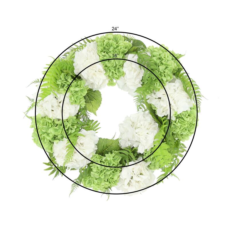 24" Hydrangea Wreath with Ferns