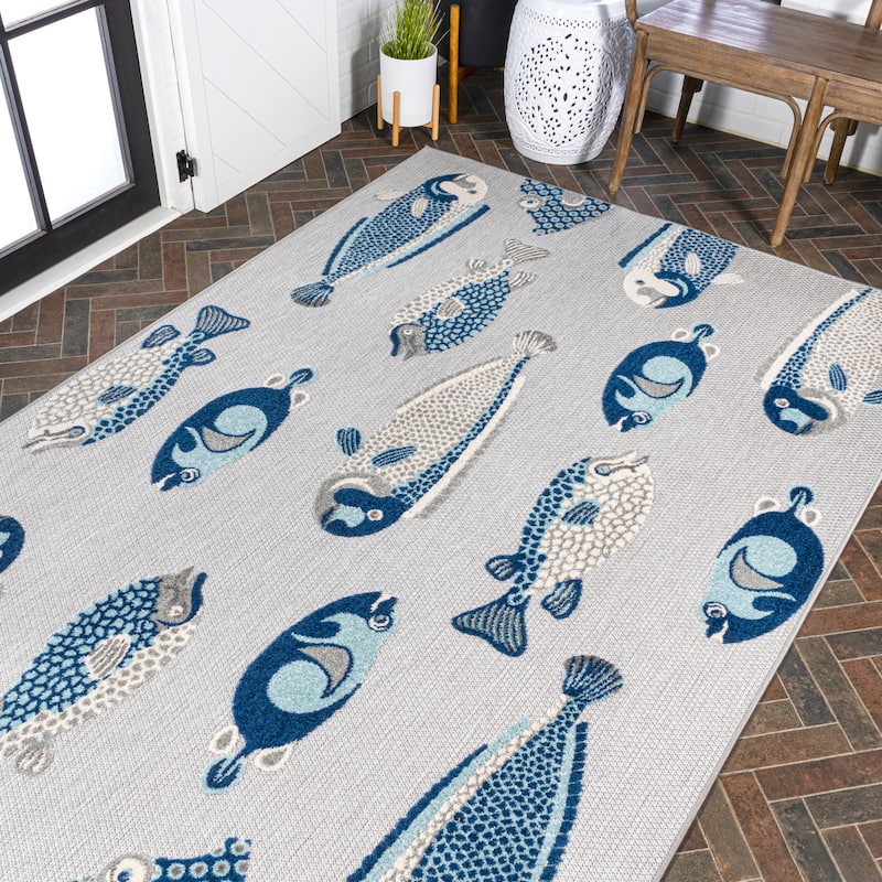 JONATHAN Y Aranciata Modern Fish High-Low Indoor/Outdoor Area Rug