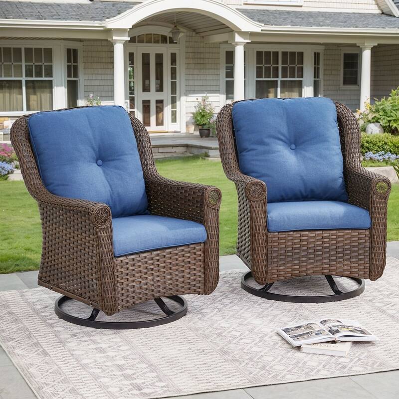 Gymojoy Outdoor Wicker Swivel Glider Chairs with Cushions