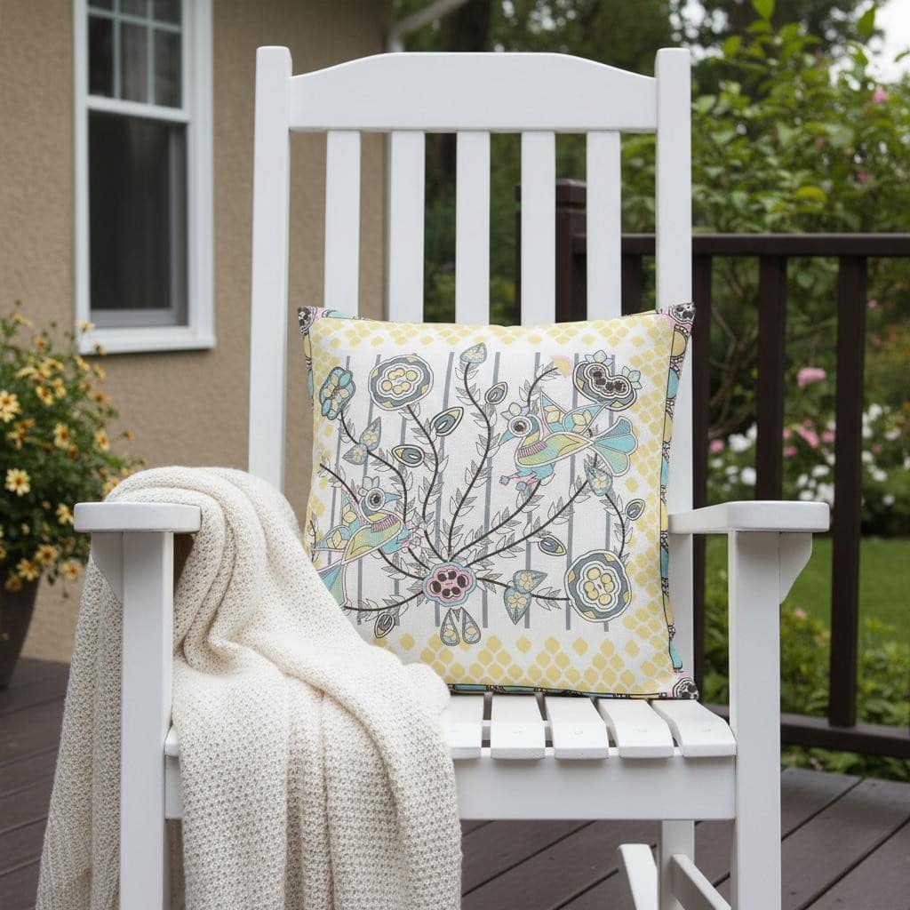 HomeRoots 16" x 16" Gray and White Peacock Blown Seam Floral Indoor Outdoor Throw Pillow - 16.00' X '5.00' X '16.00