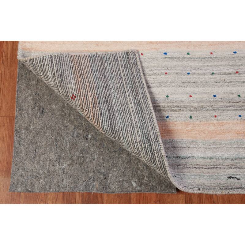 Striped Gabbeh Area Rug Hand-Knotted Oriental Wool Carpet - 9'4" x 12'5"