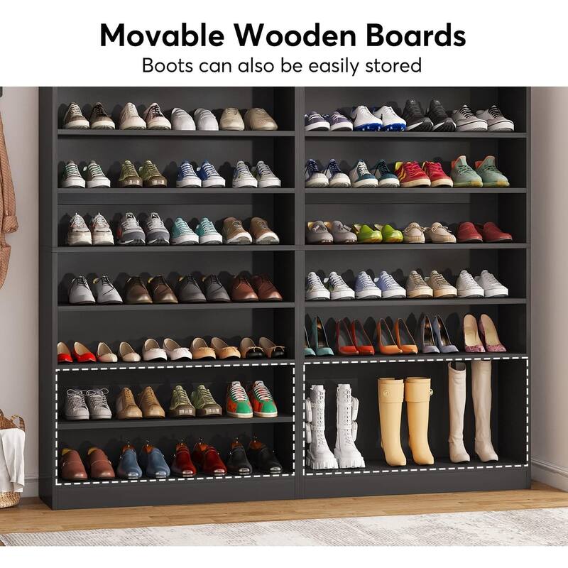 31" Width Black Shoe Cabinet, 9 Tiers 40-45 Pairs