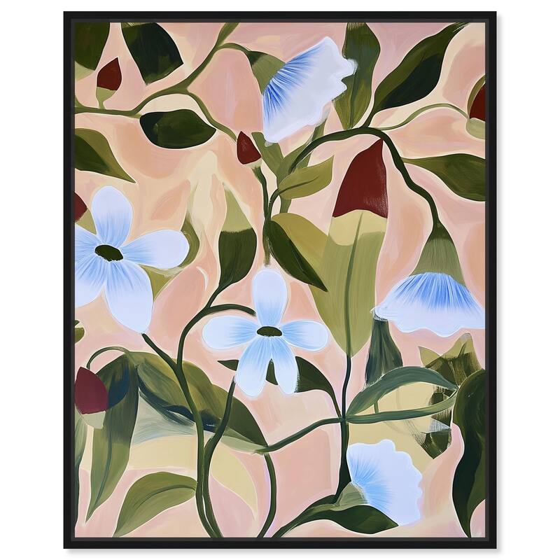Bold Peach Petal Motif Canvas by Art Remedy - 20" x 24" - Black