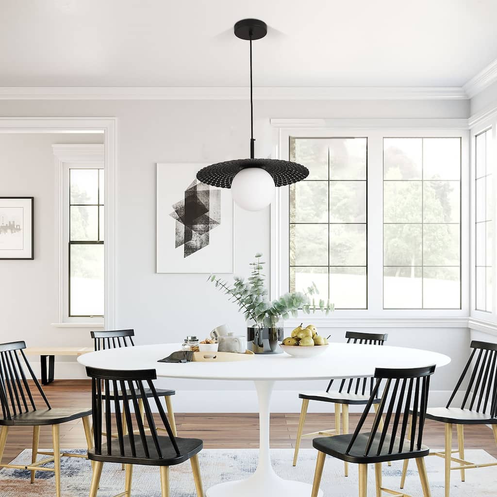 1-Light Glass Globe Pendant Light