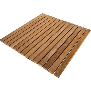 Nordic Style Natural Teak Shower and Bath String Mat 19.6″ x 19.6″