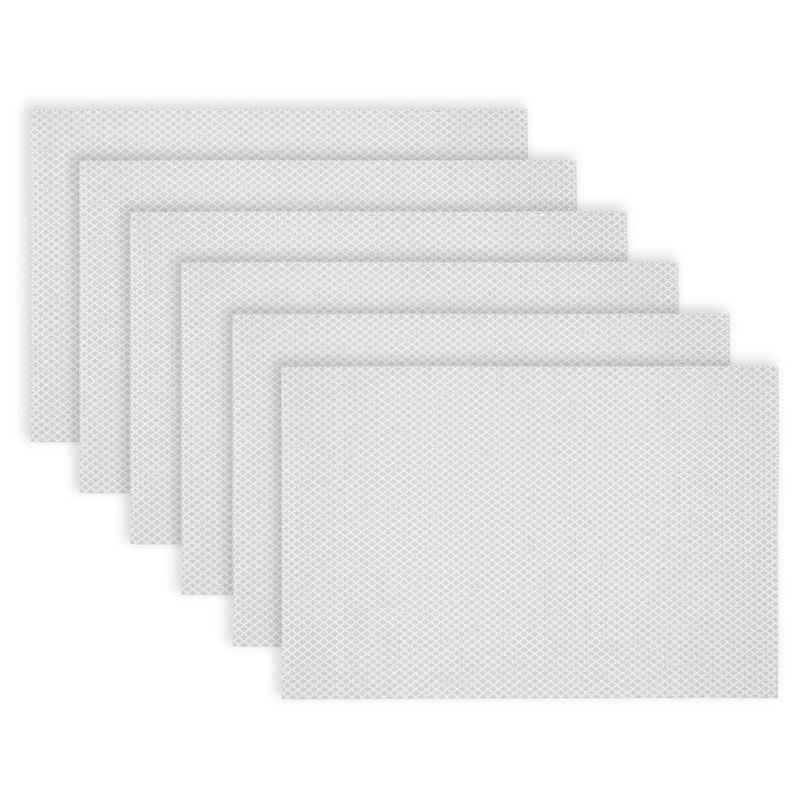 Dainty Home Sparkles Vinyl Reversible Rectangular Placemat Set Of 6 - 12" x 18" - White