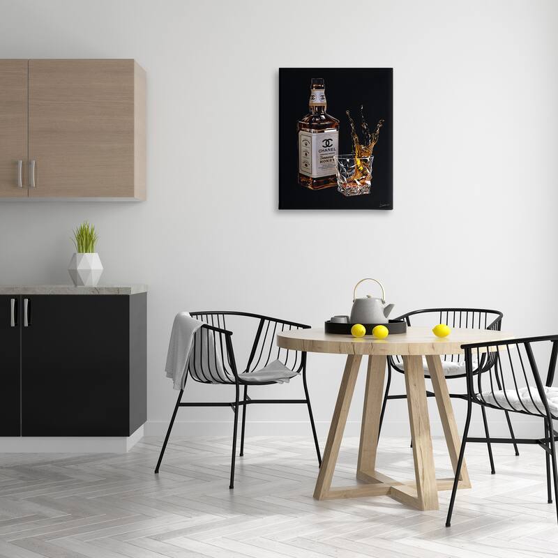 Stupell Splashing Liqueur Glam Whiskey Bottle Stretched Canvas Wall Art, Design by Ziwei Li