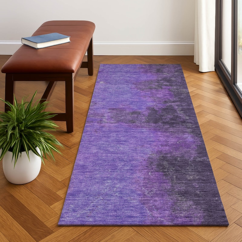 Premium Washable Super Soft Vintage Traditional Mayfield Rug - Eggplant - 2'3" x 7'6"