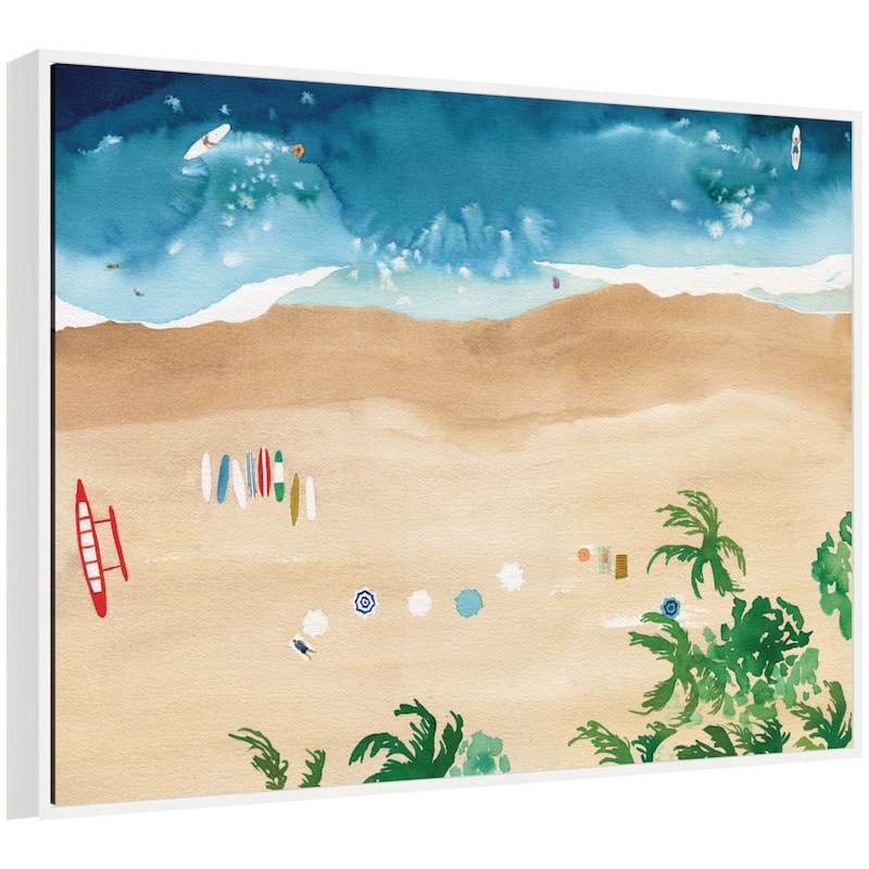 Kate and Laurel A Day of Play Vibrant by Janet Meinke Lau Framed Canvas Wall Art Print - 42 x 32