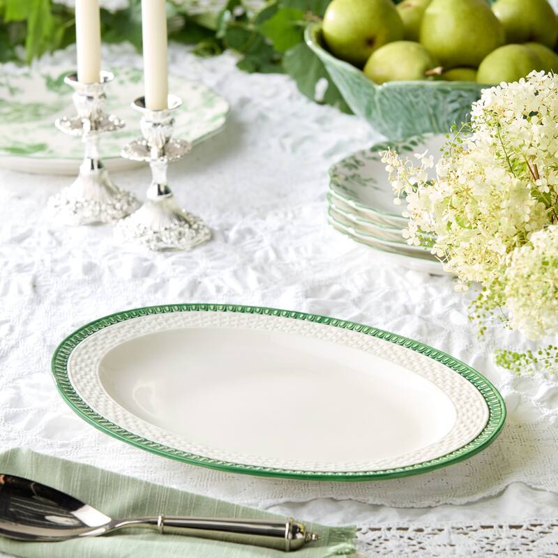 Certified International Le Jardin Embossed Rattan Oval Platter 16" x 12" - 16"W x 12"D x 1.25"H