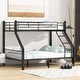 preview thumbnail 31 of 49, Heavy Metal Bunk Beds with Ladder Kids Bed Frame Twin / Twin XL / Full / Queen Size🏕️ Twin XL over Queen - Black