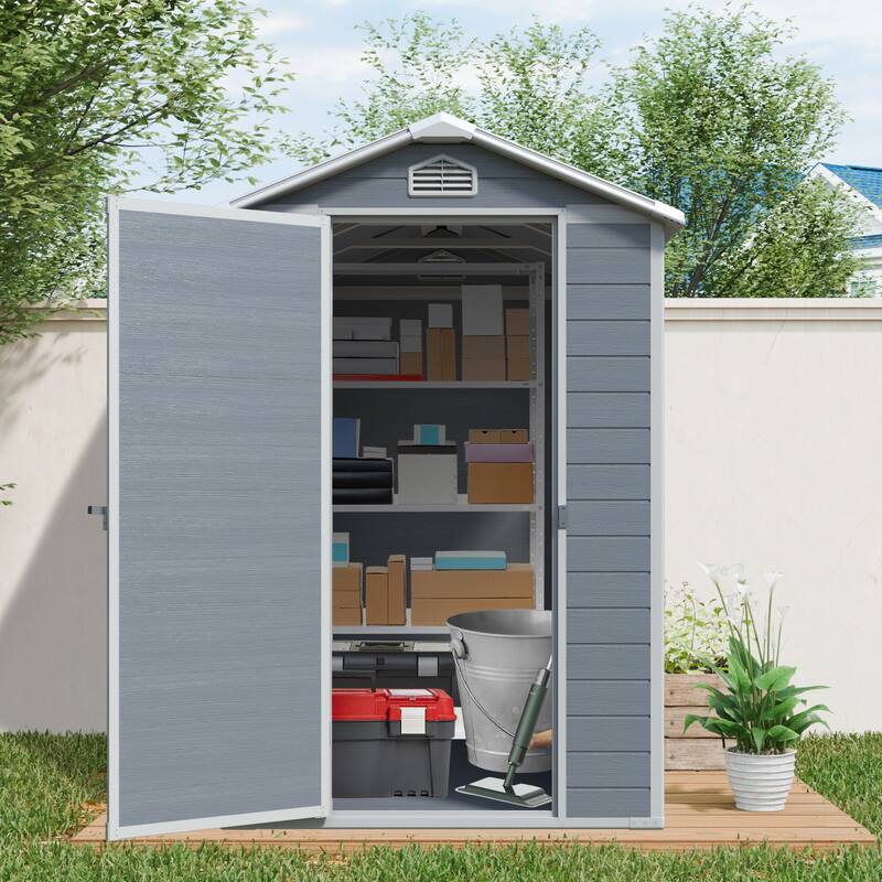 4x6ft Resin Outdoor Storage Shed Kit-Perfect to Store Patio Furniture