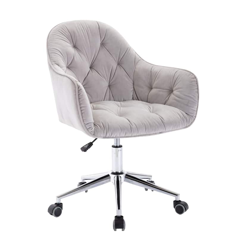 Corvus Hernals Velvet Tufted Adjustable Swivel Home Office Chair