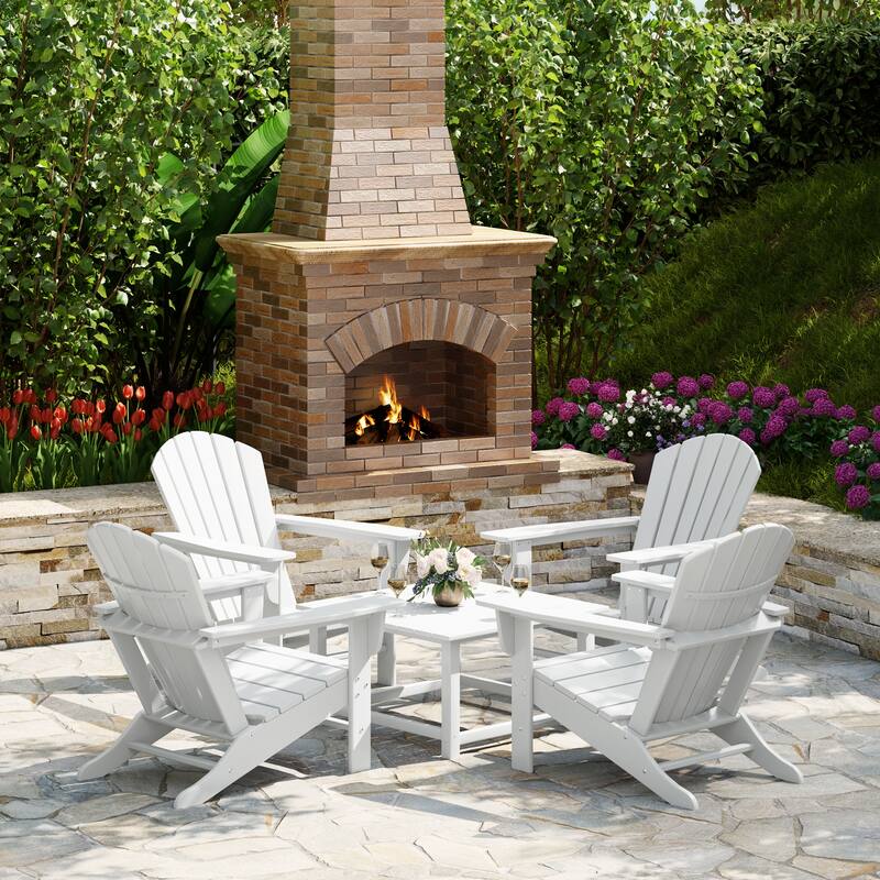 Altura Outdoor 5-Piece Adirondack Chair With Square Coffee Table Conversation Set