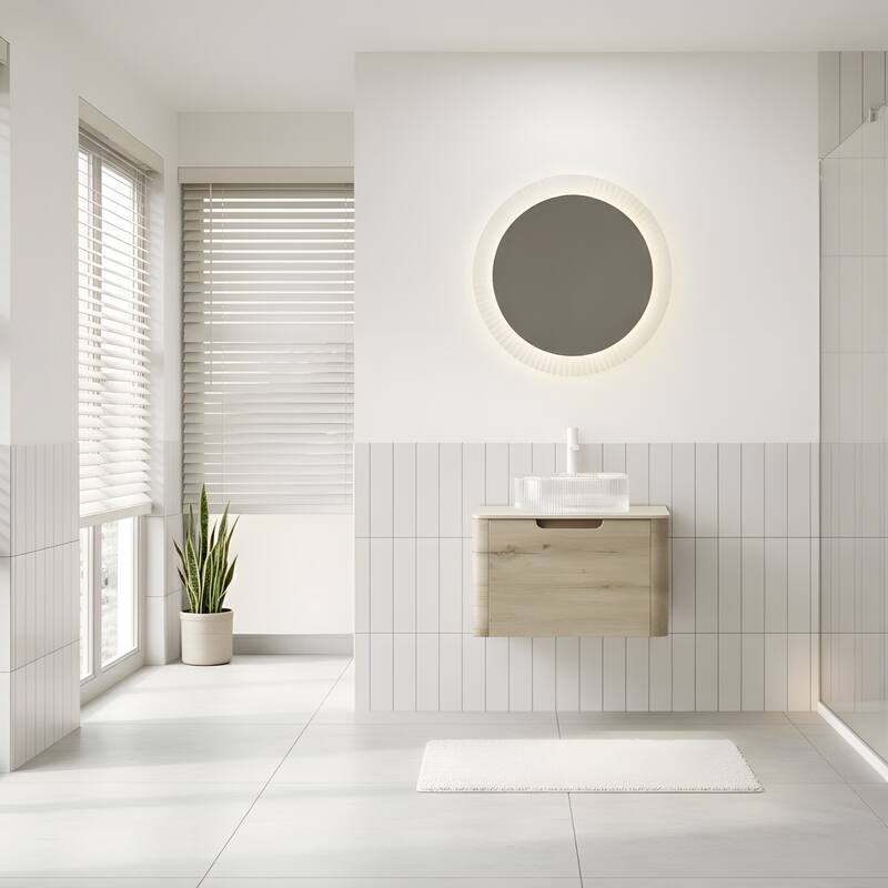 Wall-mounted Bathroom Vanity with Round Vessel Basin