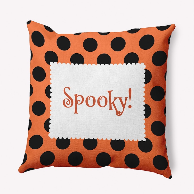 Halloween Spooky Dots Accent Pillow - Traditional Orange - 18" x 18"