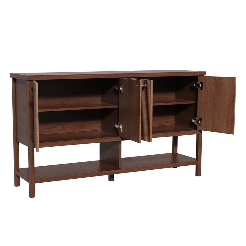 4 Doors Rustic Cabinet with Opening Shelf for Kitchen and Living Room