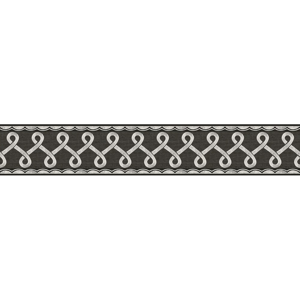 Chesapeake Scalloped Ribbon Black Trim Wall Border