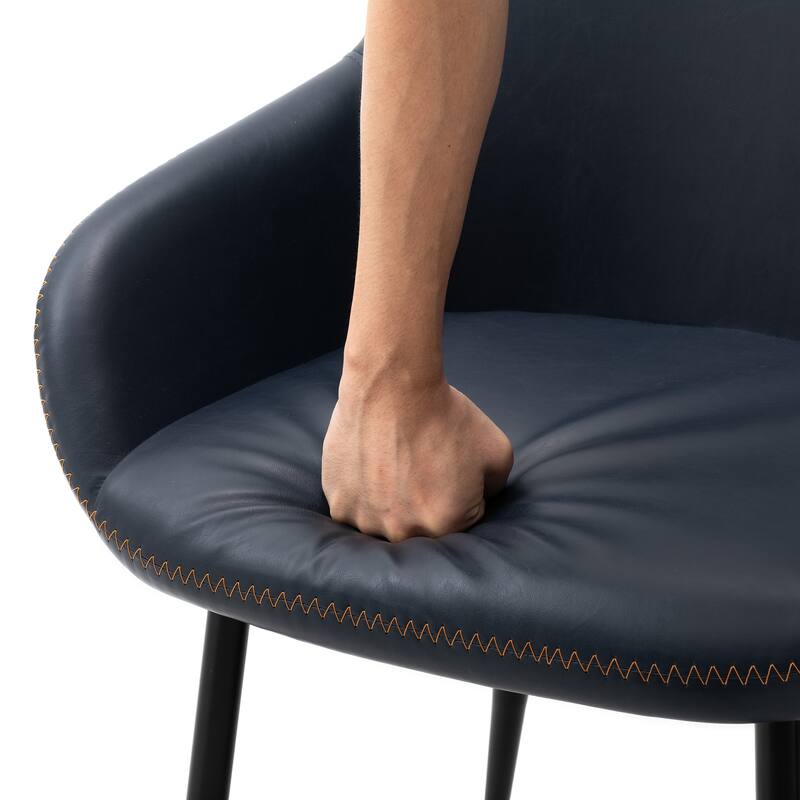Glitzhome Set of 4 Mid-Century Leatherette Stitched Dining Accent Armchairs