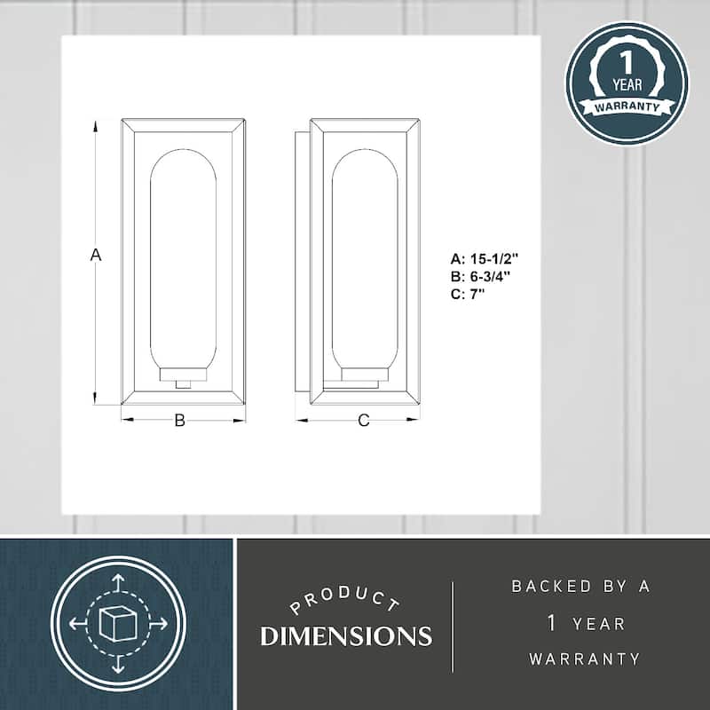 Pullman 1 Light Black Modern Industrial Outdoor Wall Sconce Clear Glass - 6.5-in W x 15.5-in H x 6.75-in D