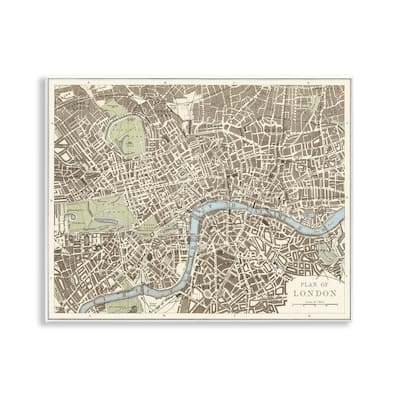 Stupell Vintage Blueprint Plant of London Wall Plaque Art Design By Phillipa Katz
