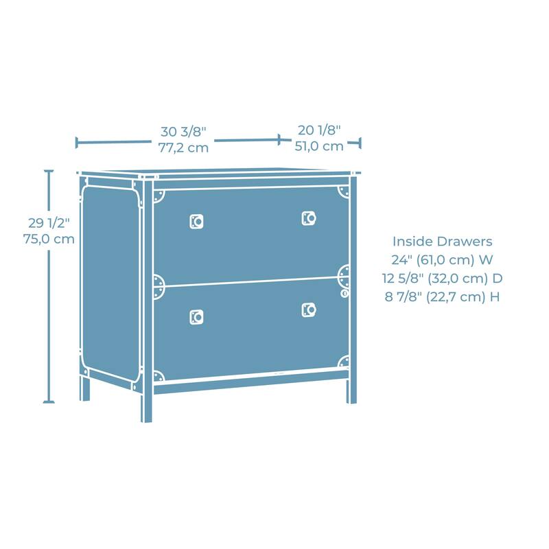 Engineered Wood Industrial Lateral File with a Lockable Drawer, Brown