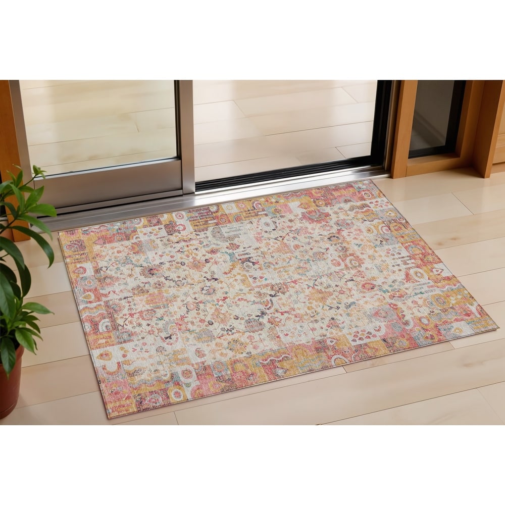 HomeRoots Patchwork Traditional Rectangle Outdoor Rug