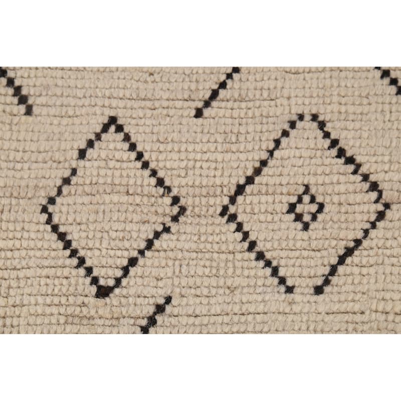 Trellis Moroccan Area Rug Hand-Knotted Geometric Wool Carpet - 6'0"x 9'8"