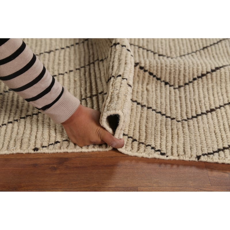 Chevron Moroccan Oriental Area Rug Hand-Knotted Wool Carpet - 6'7"x 10'2"