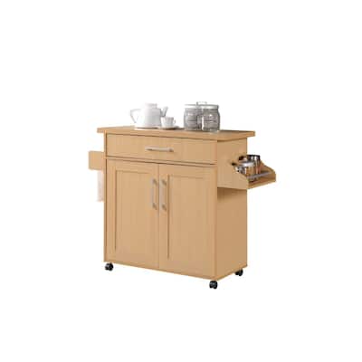 43.5" Beige Solid Kitchen Island with Spice Rack