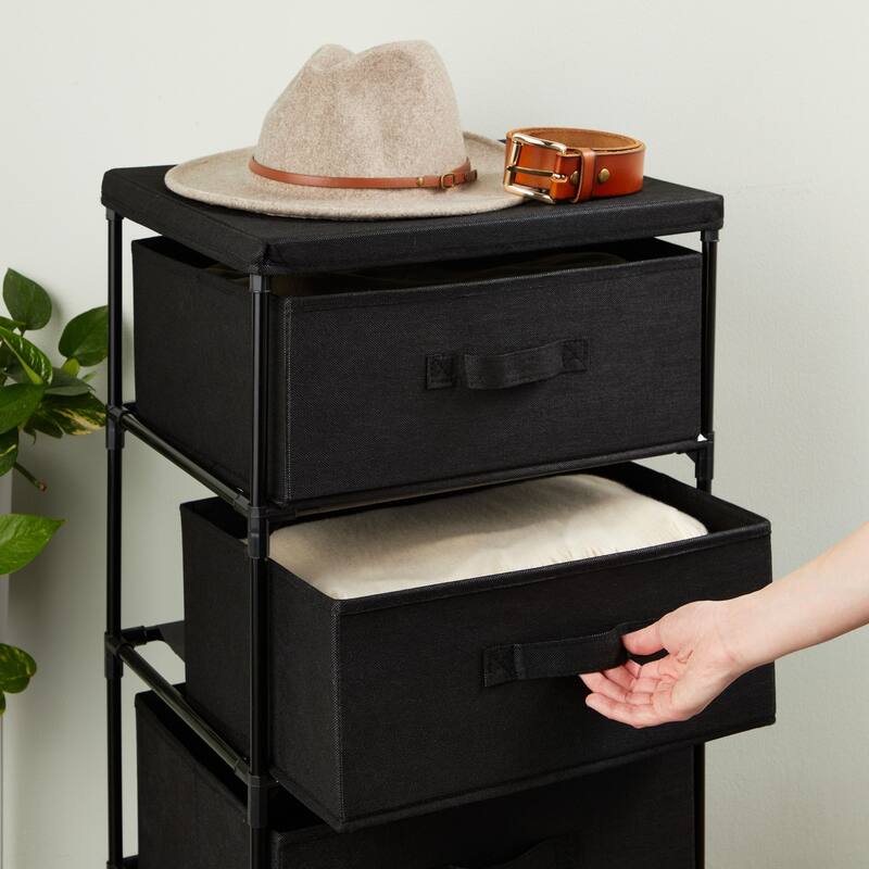 Black 4 Drawer Dresser, Fabric Clothes Storage Stand for Bedroom, Nursery, Closet Organizer