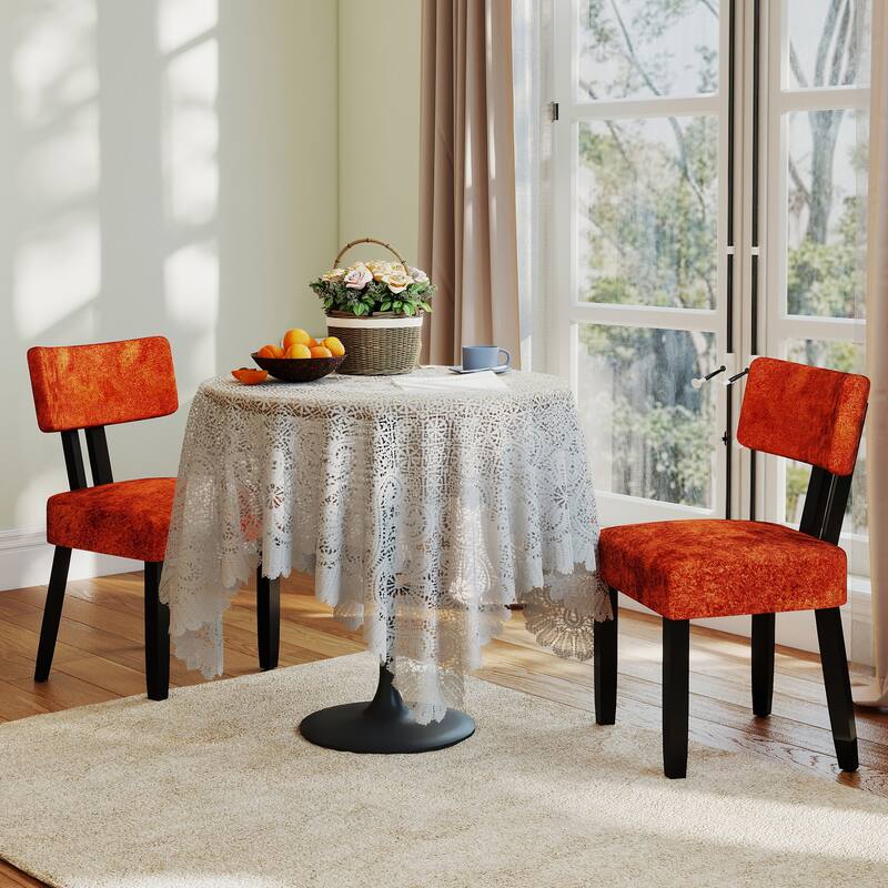 Mid-century Fabric Upholstered Dining Chairs in Black Legs