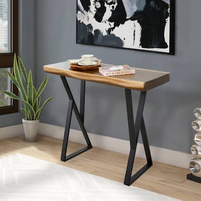 Natural Wood Rectangle Coffee Console Table