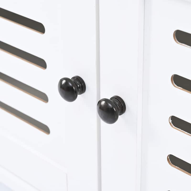 47.2'' Wide 5-in-1 Hall Tree with Bench, Cushion, Shutter Doors & 4 Hooks, Entryway Storage Organizer Cabinet