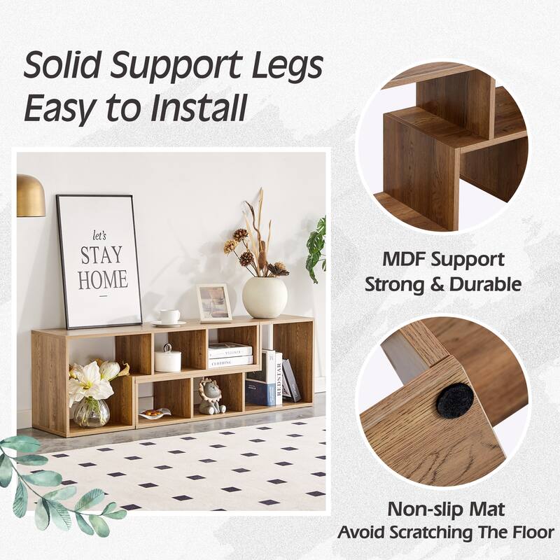 2-Piece Cube TV Stand, 2-Tier L-Shaped TV Stand, Free Combination Media with Open Storage Bookcase Shelf, for Living Room